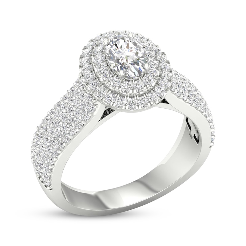 Main Image 2 of Oval & Round-Cut Diamond Engagement Ring 1-1/4 ct tw 14K White Gold