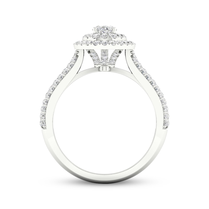 Main Image 4 of Oval & Round-Cut Diamond Engagement Ring 1-1/4 ct tw 14K White Gold