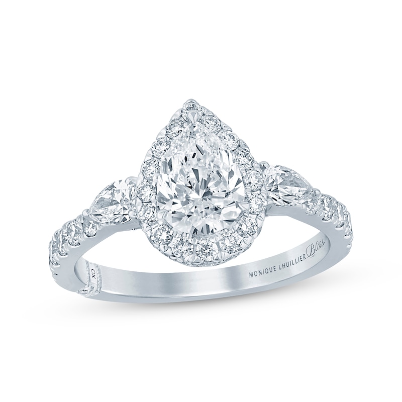 Main Image 1 of Monique Lhuillier Bliss Pear-Shaped Diamond Engagement Ring 1-3/4 ct tw 18K White Gold