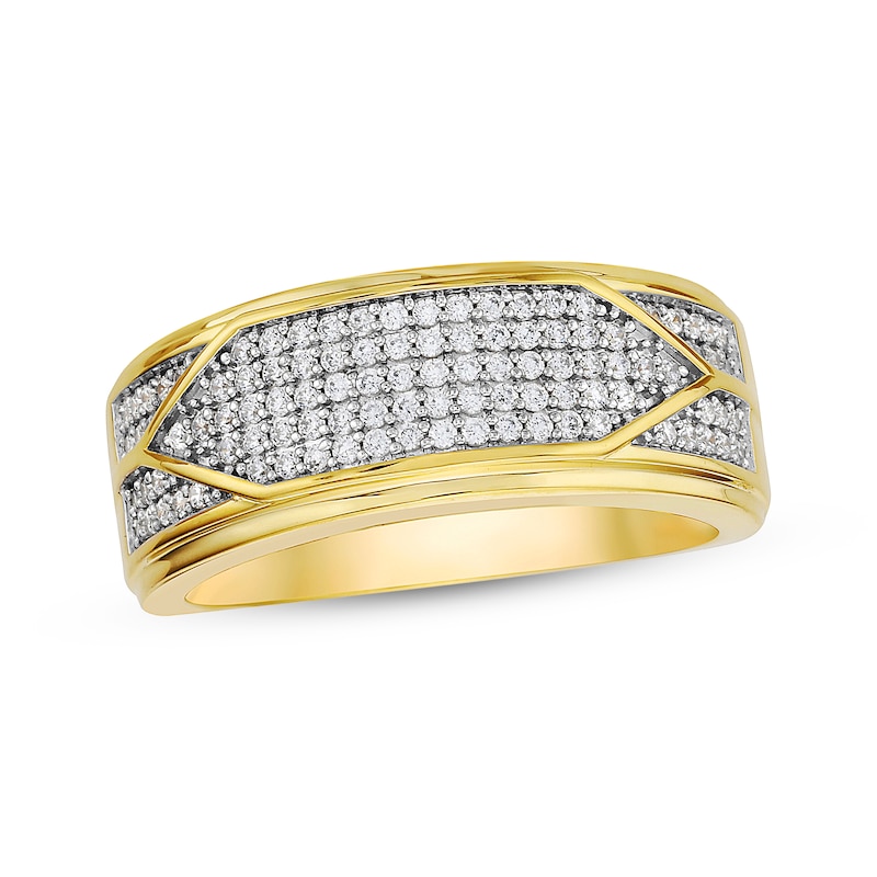 Main Image 1 of Men's Multi-Row Diamond Ring 1/2 ct tw 10K Yellow Gold