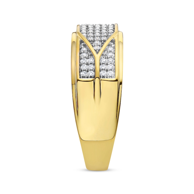 Main Image 2 of Men's Multi-Row Diamond Ring 1/2 ct tw 10K Yellow Gold