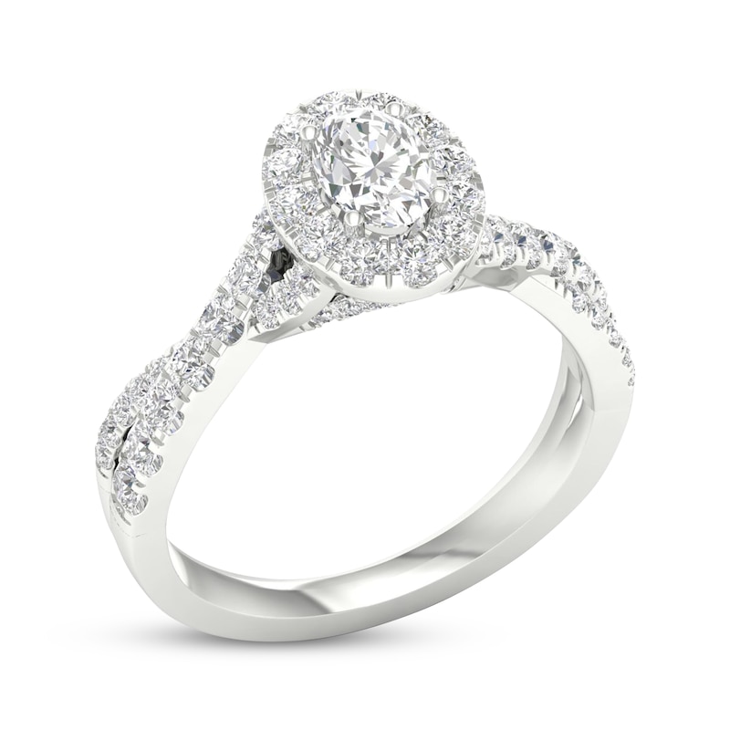 Oval & Round-Cut Diamond Engagement Ring 1-1/5 ct tw 14K White Gold | Kay