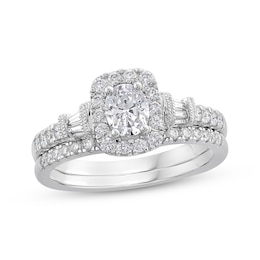 Oval, Round & Baguette-Cut Diamond Bridal Set 1 ct tw 10K White Gold