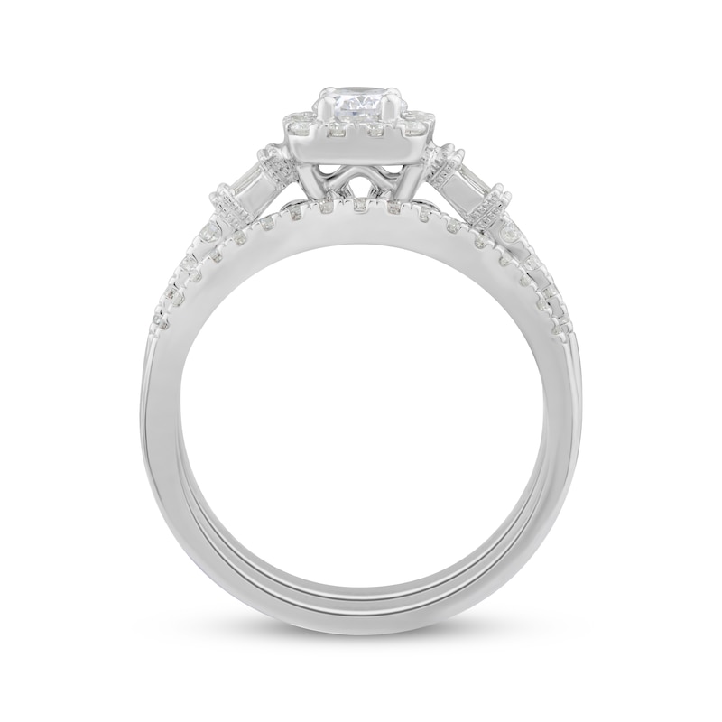 Main Image 3 of Oval, Round & Baguette-Cut Diamond Bridal Set 1 ct tw 10K White Gold