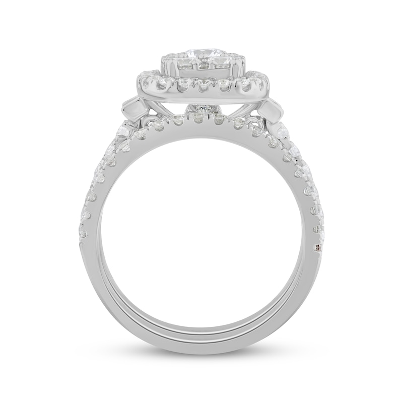 Main Image 3 of Now + Forever Round & Baguette-Cut Diamond Bridal Set 1-1/2 ct tw 10K White Gold