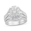 Thumbnail Image 1 of Now + Forever Round & Baguette-Cut Diamond Bridal Set 1-1/2 ct tw 10K White Gold