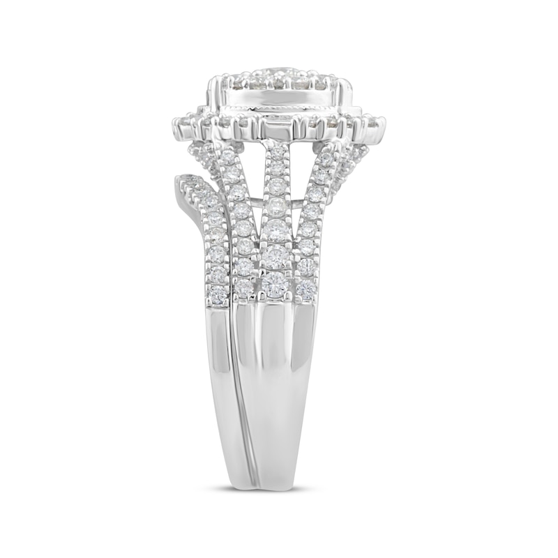 Main Image 2 of Now + Forever Round & Baguette-Cut Diamond Bridal Set 1-1/2 ct tw 10K White Gold