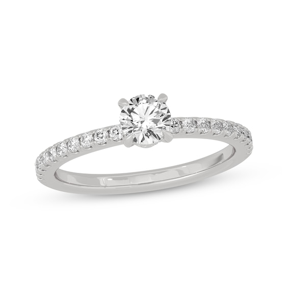 Round-Cut Diamond Gallery-Set Engagement Ring 3/4 ct tw 14K White Gold