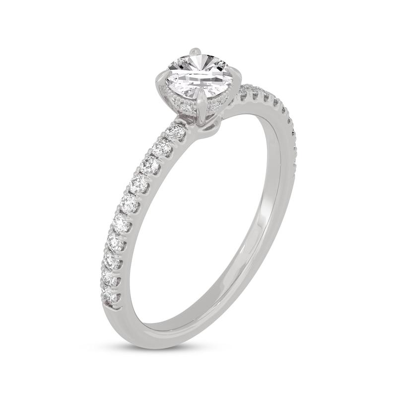 Main Image 2 of Round-Cut Diamond Gallery-Set Engagement Ring 3/4 ct tw 14K White Gold