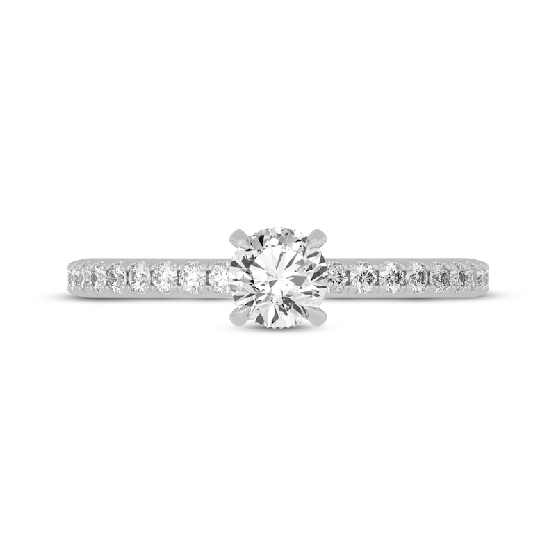 Main Image 3 of Round-Cut Diamond Gallery-Set Engagement Ring 3/4 ct tw 14K White Gold