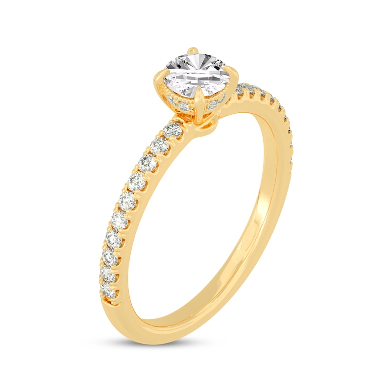 Main Image 2 of Round-Cut Diamond Gallery-Set Engagement Ring 3/4 ct tw 14K Yellow Gold