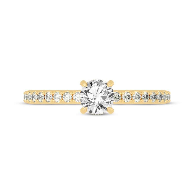 Main Image 3 of Round-Cut Diamond Gallery-Set Engagement Ring 3/4 ct tw 14K Yellow Gold