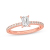 Thumbnail Image 1 of Emerald & Round-Cut Diamond Gallery-Set Engagement Ring 3/4 ct tw 14K Rose Gold