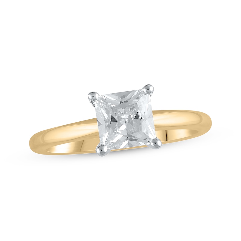 Main Image 1 of Lab-Grown Diamonds by KAY Princess-Cut Solitaire Engagement Ring 1 ct tw 14K Yellow Gold (F/SI2)