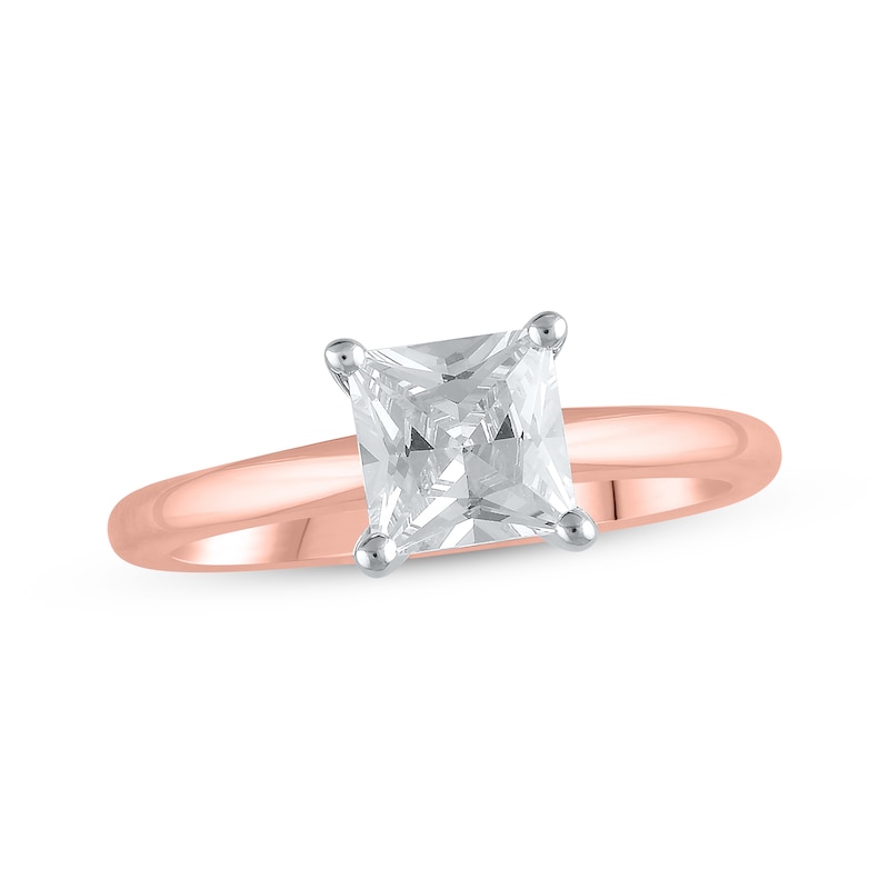 Main Image 1 of Lab-Grown Diamonds by KAY Princess-Cut Solitaire Engagement Ring 1 ct tw 14K Rose Gold (F/SI2)