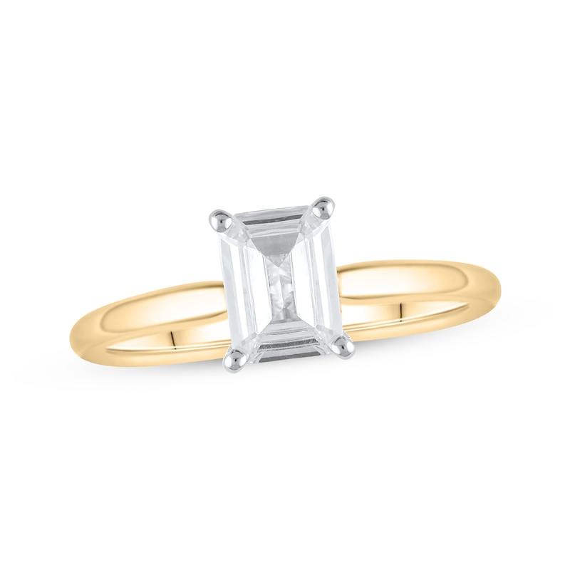 Main Image 1 of Lab-Grown Diamonds by KAY Emerald-Cut Solitaire Engagement Ring 1 ct tw 14K Yellow Gold (F/SI2)