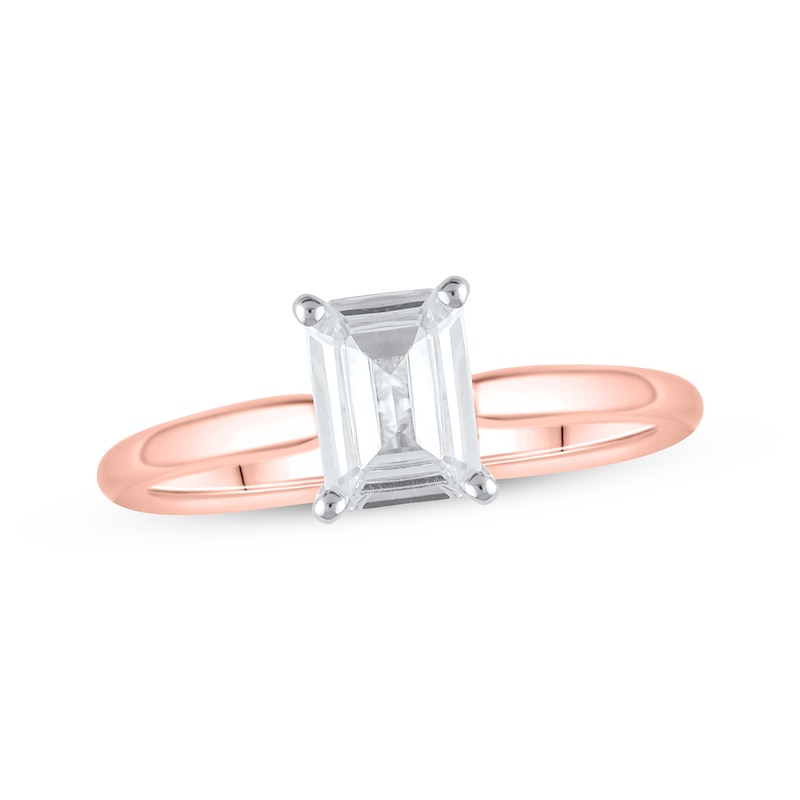 Main Image 1 of Lab-Grown Diamonds by KAY Emerald-Cut Solitaire Engagement Ring 1 ct tw 14K Rose Gold (F/SI2)