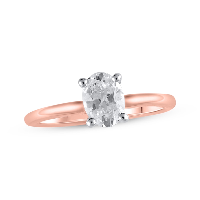 Main Image 1 of Lab-Grown Diamonds by KAY Oval-Cut Solitaire Engagement Ring 1 ct tw 14K Rose Gold (F/SI2)