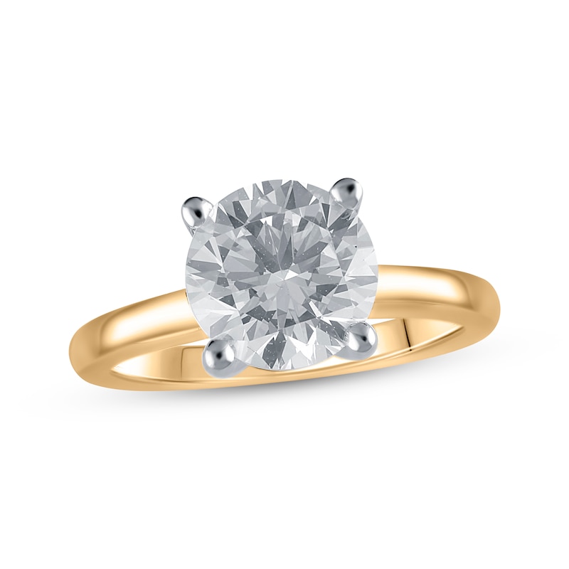 Lab-Grown Diamonds by KAY Round-Cut Solitaire Engagement Ring 3 ct tw 14K Yellow Gold (F/SI2)