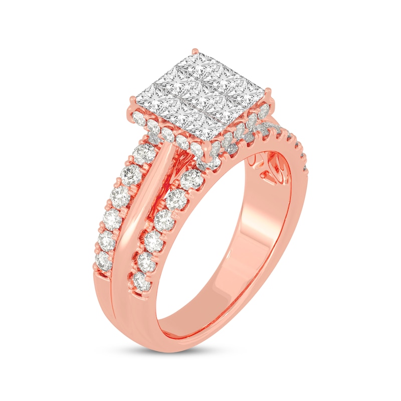 Main Image 2 of Princess & Round-Cut Multi-Diamond Center Engagement Ring 2 ct tw 14K Rose Gold