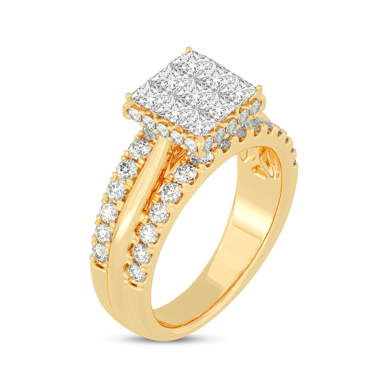 Main Image 2 of Princess & Round-Cut Multi-Diamond Center Engagement Ring 2 ct tw 14K Yellow Gold