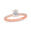 Thumbnail Image 1 of Oval & Round-Cut Diamond Gallery-Set Engagement Ring 3/4 ct tw 14K Rose Gold