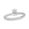 Thumbnail Image 1 of Oval & Round-Cut Diamond Gallery-Set Engagement Ring 3/4 ct tw 14K White Gold