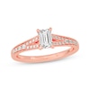 Thumbnail Image 1 of Emerald & Round-Cut Split-Shank Engagement Ring 3/4 ct tw 14K Rose Gold