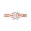 Thumbnail Image 3 of Emerald & Round-Cut Split-Shank Engagement Ring 3/4 ct tw 14K Rose Gold