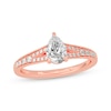 Thumbnail Image 1 of Pear-Shaped & Round-Cut Split-Shank Engagement Ring 3/4 ct tw 14K Rose Gold