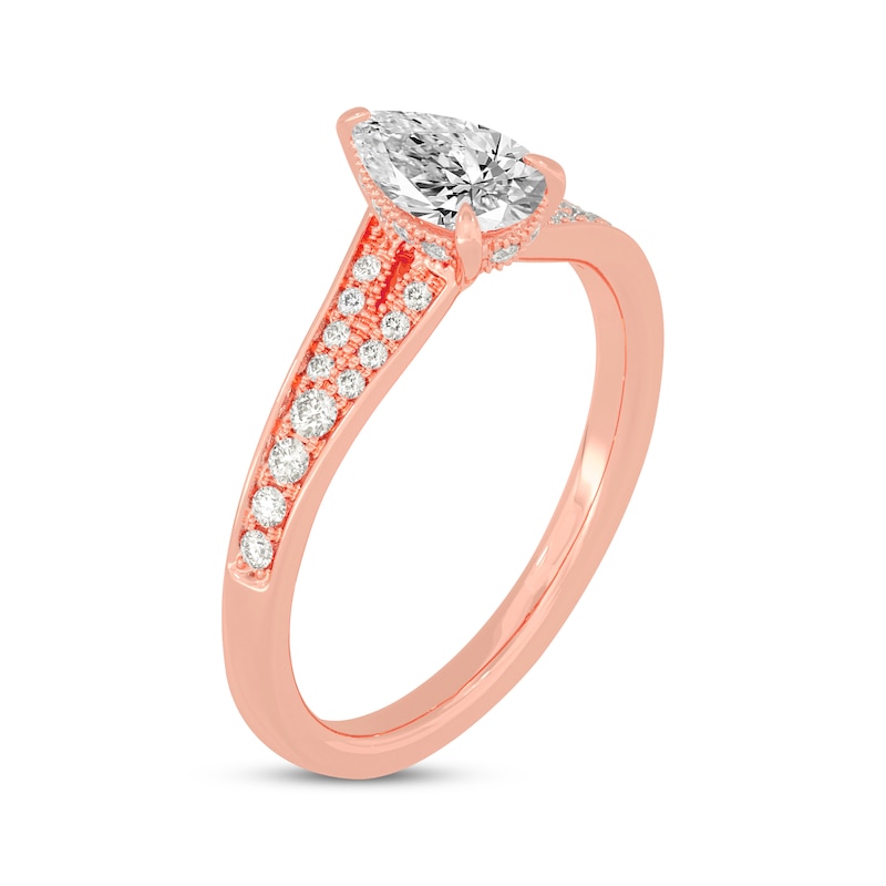 Main Image 2 of Pear-Shaped & Round-Cut Split-Shank Engagement Ring 3/4 ct tw 14K Rose Gold