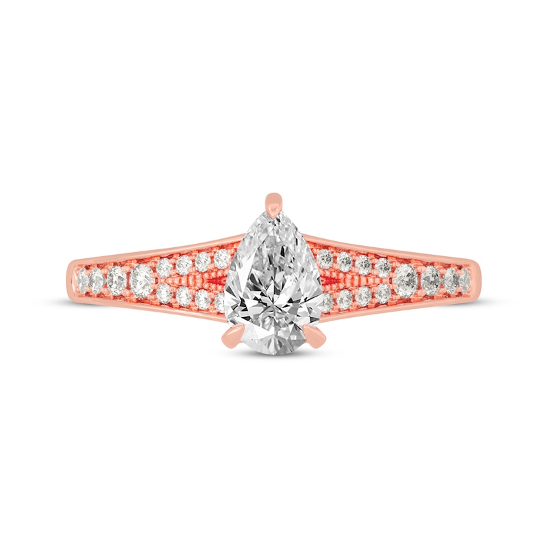 Main Image 3 of Pear-Shaped & Round-Cut Split-Shank Engagement Ring 3/4 ct tw 14K Rose Gold