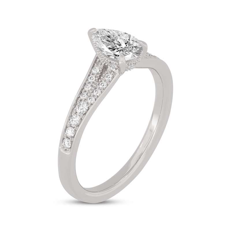 Main Image 2 of Pear-Shaped & Round-Cut Split-Shank Engagement Ring 3/4 ct tw 14K White Gold