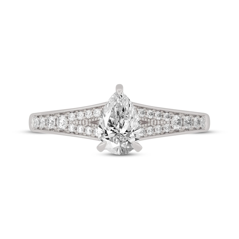 Main Image 3 of Pear-Shaped & Round-Cut Split-Shank Engagement Ring 3/4 ct tw 14K White Gold