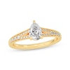 Thumbnail Image 1 of Pear-Shaped & Round-Cut Split-Shank Engagement Ring 3/4 ct tw 14K Yellow Gold