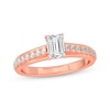 Thumbnail Image 1 of Emerald & Round-Cut Diamond Engagement Ring 3/4 ct tw 14K Rose Gold