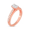 Thumbnail Image 2 of Emerald & Round-Cut Diamond Engagement Ring 3/4 ct tw 14K Rose Gold