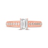 Thumbnail Image 3 of Emerald & Round-Cut Diamond Engagement Ring 3/4 ct tw 14K Rose Gold