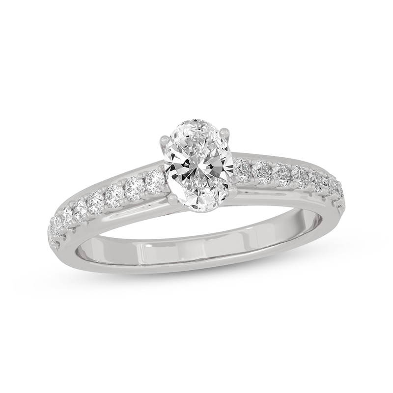 Oval & Round-Cut Diamond Engagement Ring 3/4 ct tw 14K White Gold | Kay