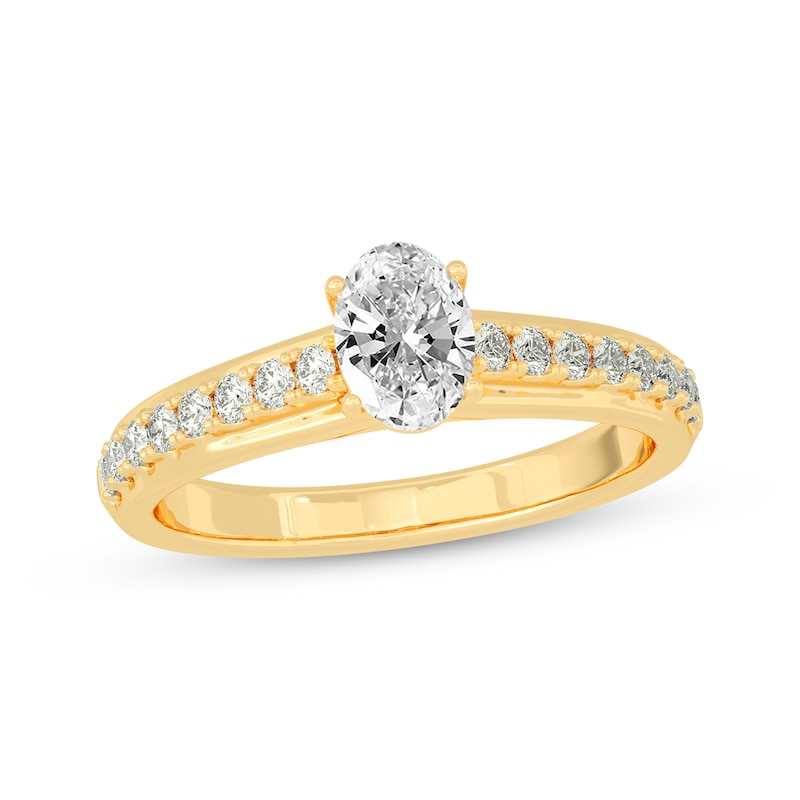 Main Image 1 of Oval & Round-Cut Diamond Engagement Ring 3/4 ct tw 14K Yellow Gold