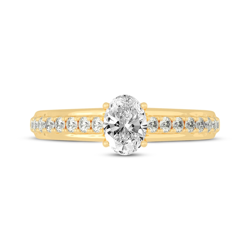 Main Image 3 of Oval & Round-Cut Diamond Engagement Ring 3/4 ct tw 14K Yellow Gold