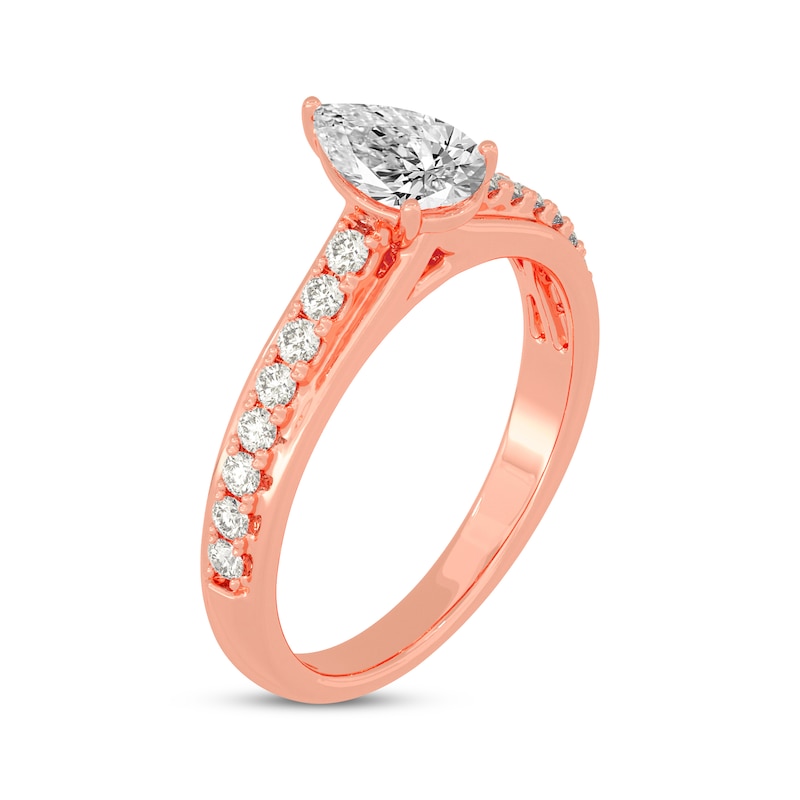 Main Image 2 of Pear-Shaped & Round-Cut Diamond Engagement Ring 3/4 ct tw 14K Rose Gold