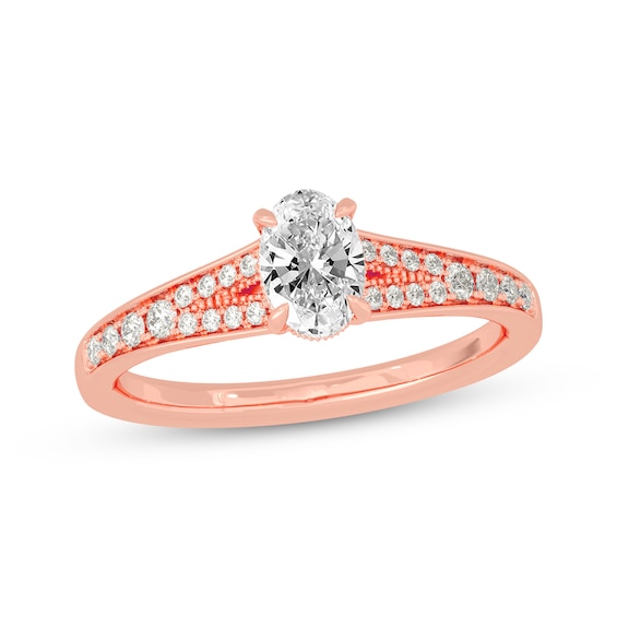 Oval & Round-Cut Split-Shank Engagement Ring 3/4 ct tw 14K Rose Gold