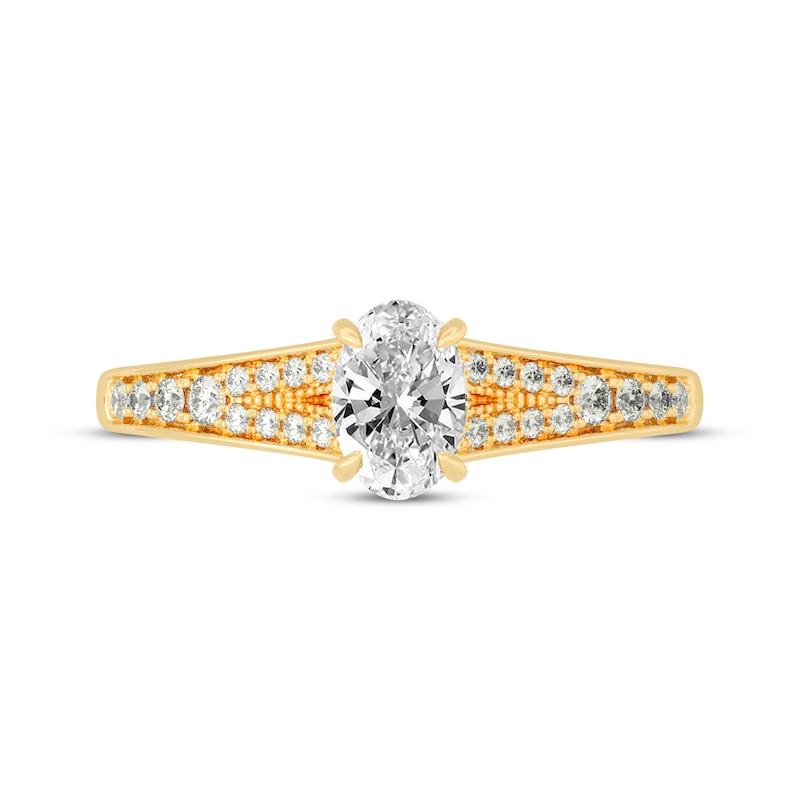 Main Image 3 of Oval & Round-Cut Split-Shank Engagement Ring 3/4 ct tw 14K Yellow Gold