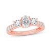 Thumbnail Image 1 of Memories Moments Magic Oval & Round-Cut Three-Stone Diamond Engagement Ring 2 ct tw 14K Rose Gold