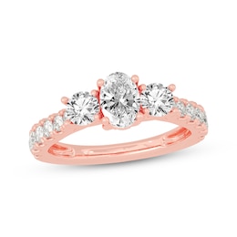 Memories Moments Magic Oval & Round-Cut Three-Stone Diamond Engagement Ring 2 ct tw 14K Rose Gold