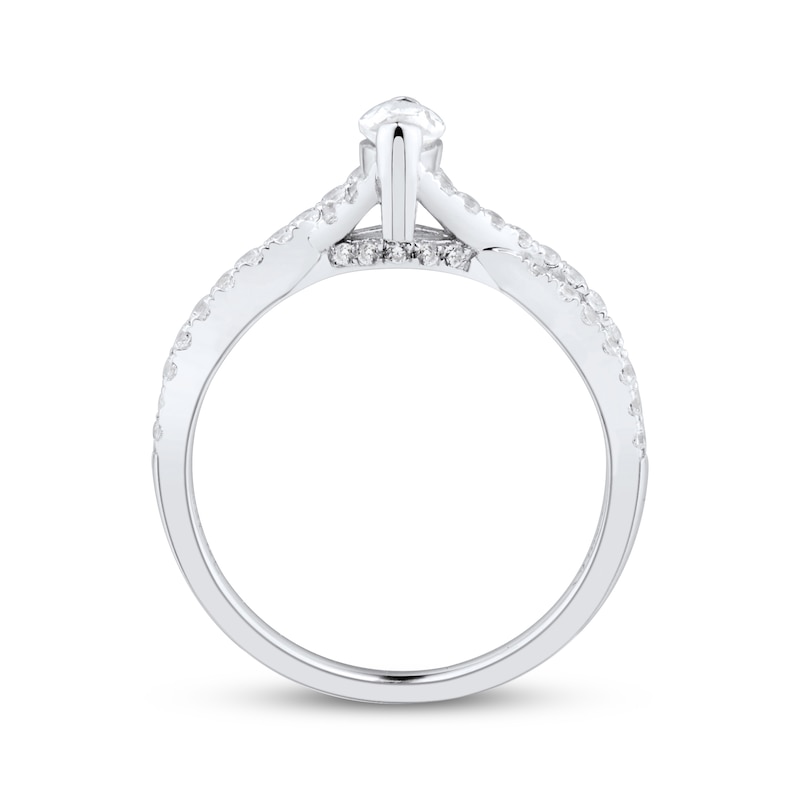 Main Image 2 of Marquise & Round-Cut Diamond Engagement Ring 3/4 ct tw 14K White Gold