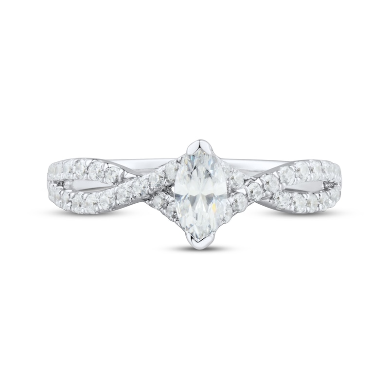 Main Image 3 of Marquise & Round-Cut Diamond Engagement Ring 3/4 ct tw 14K White Gold