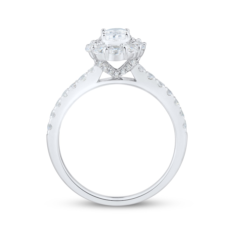 Oval & Round-Cut Diamond Engagement Ring 1-1/4 ct tw Platinum