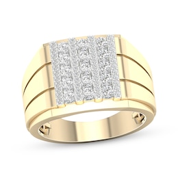 Men's Diamond Grid Ring 3/4 ct tw 10K Yellow Gold